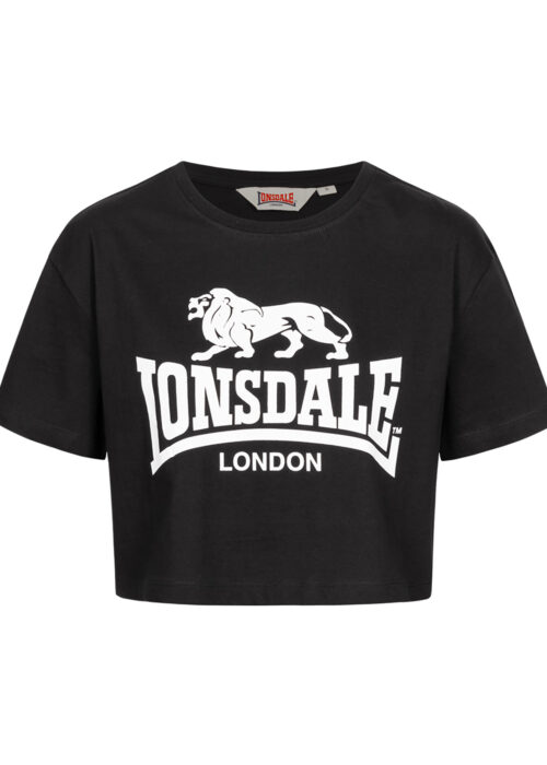 camiseta de mujer cropped negro/blanco