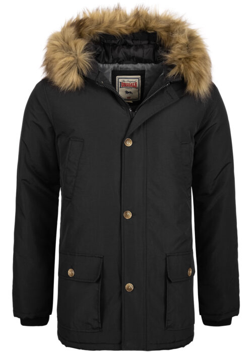 chaqueta de hombre de invierno con capucha regular fit negro