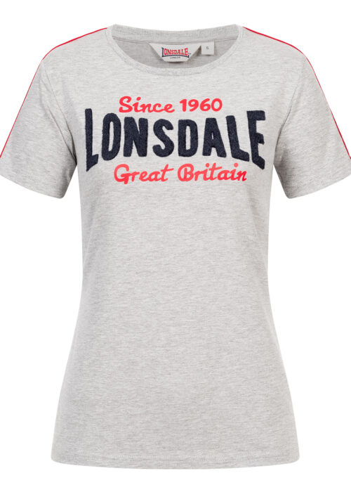 camiseta de mujer marl gris/azul marino/rojo