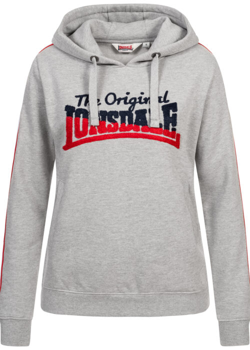 sudadera de mujer con capucha marl gris/azul marino/rojo