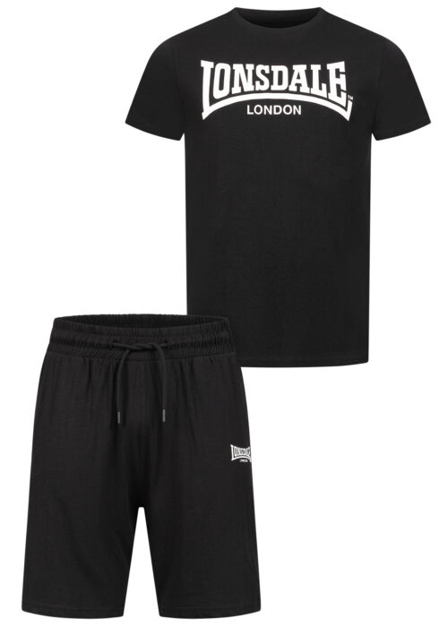 camiseta de hombre & pantalones cortos set regular fit negro/blanco