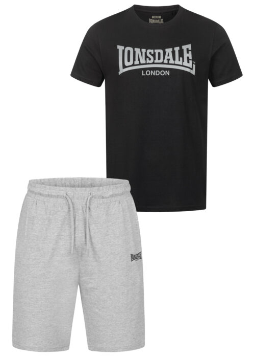 camiseta de hombre & pantalones cortos set regular fit negro/marl gris