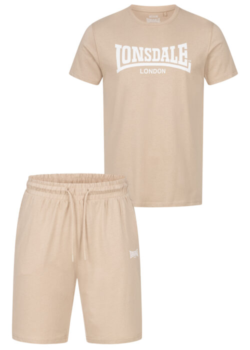 camiseta de hombre & pantalones cortos set regular fit beige/blanco