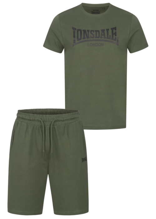 camiseta de hombre & pantalones cortos set regular fit olive/negro