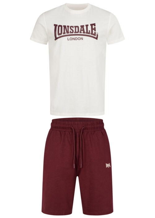 camiseta de hombre & pantalones cortos set regular fit ecru/oxblood