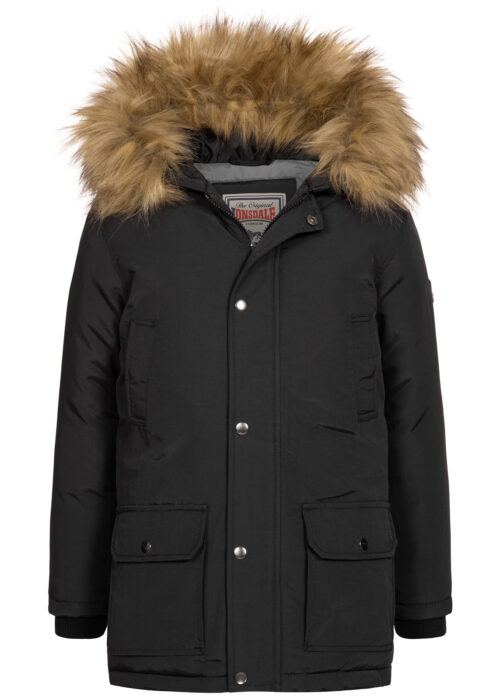 jungen chaqueta de invierno con capucha negro