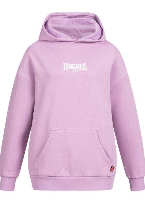 sudadera de mujer con capucha oversize lilac/blanco