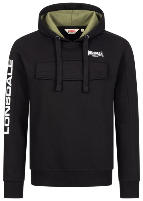 sudadera de hombre con capucha regular fit negro/blanco/olive