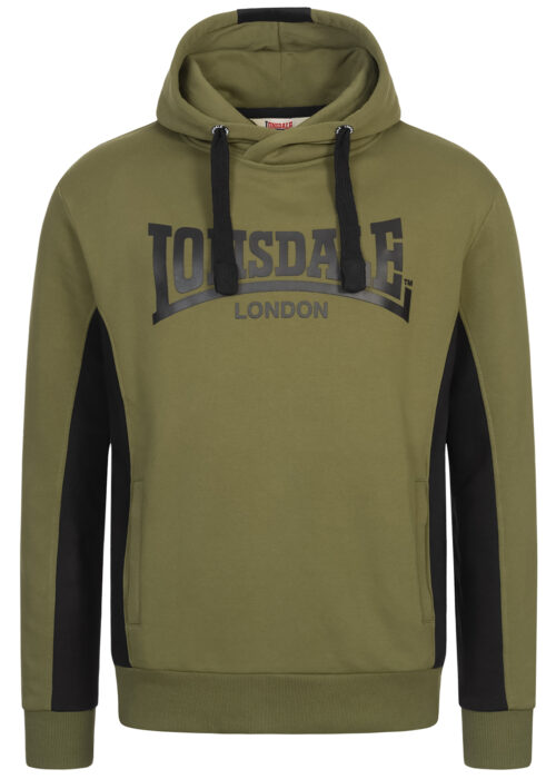 sudadera de hombre con capucha regular fit olive/negro/blanco