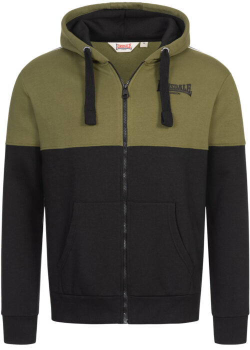 chaqueta de hombre sudadera con capucha con cremallera regular fit olive/negro/blanco