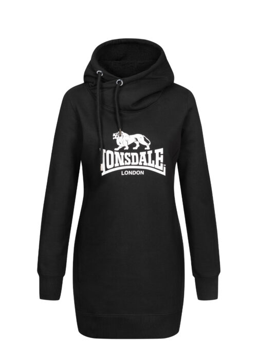 mujer sweatkleid con capucha negro/blanco