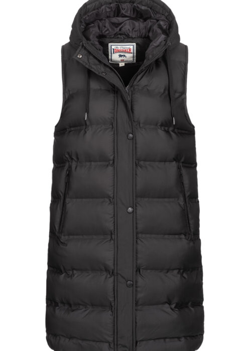 mujer weste con capucha negro