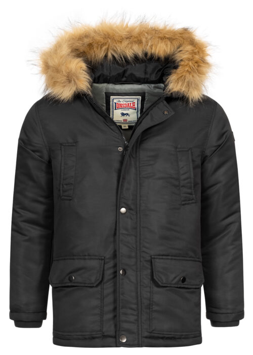 jungen chaqueta de invierno con capucha negro