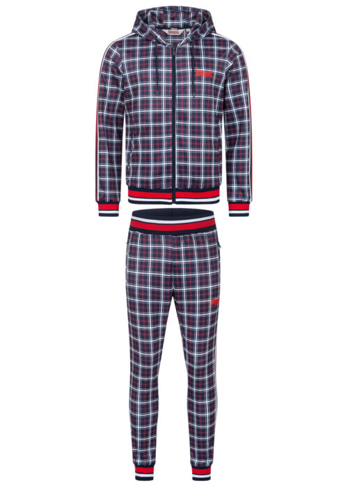 hombre chándal con capucha slim fit azul marino/rojo/blanco