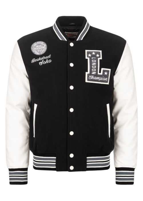 hombre college chaqueta negro/ecru/gris