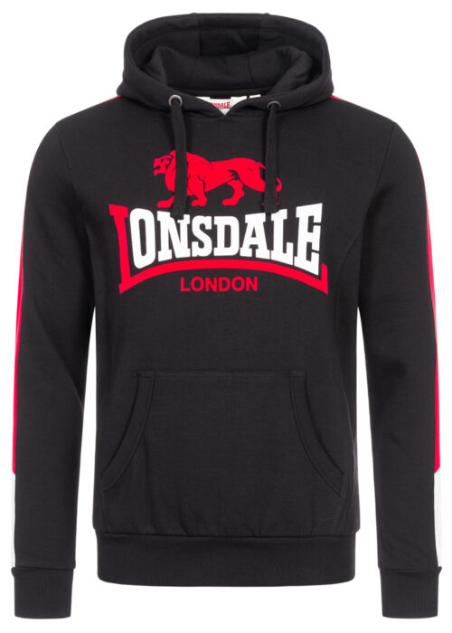 sudadera de hombre con capucha regular fit negro/blanco/rojo