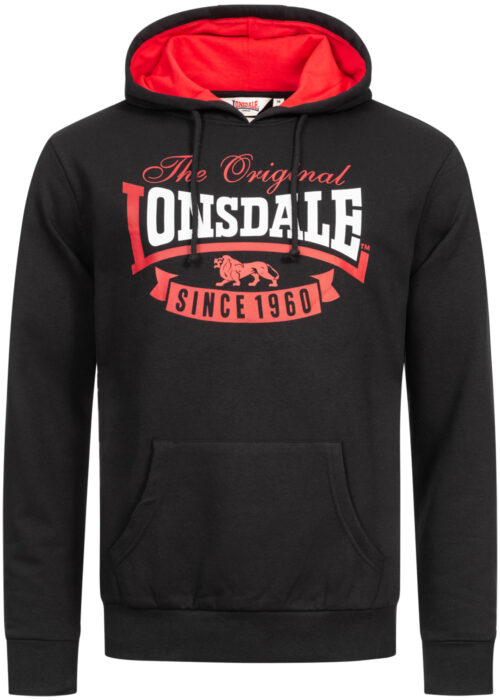 sudadera de hombre con capucha regular fit negro/rojo/blanco