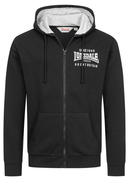 chaqueta de hombre sudadera con capucha con cremallera regular fit negro/blanco/gris