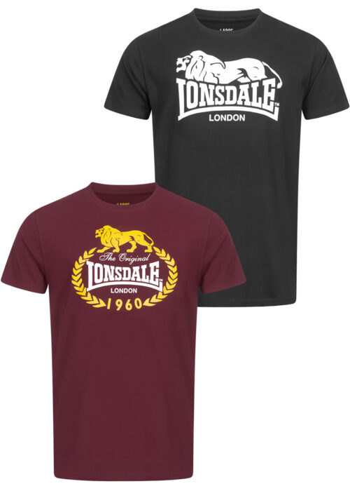 camiseta de hombre regular fit pack doble negro/oxblood