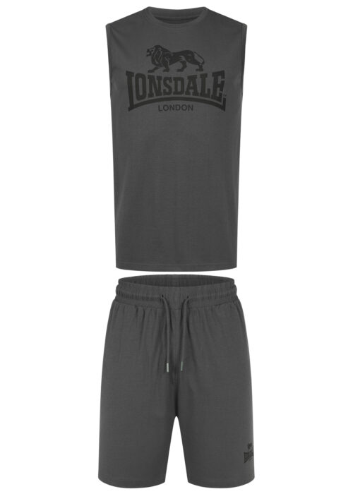 hombre ärmelloses camiseta & pantalones cortos set regular fit anthracite/negro