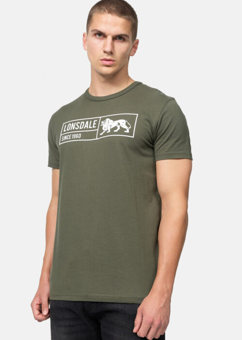 camiseta de hombre regular fit olive/blanco