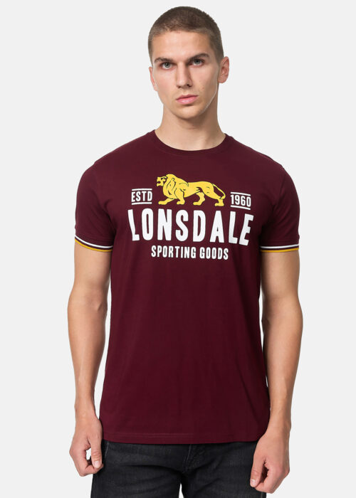 camiseta de hombre regular fit oxblood/yellow/blanco