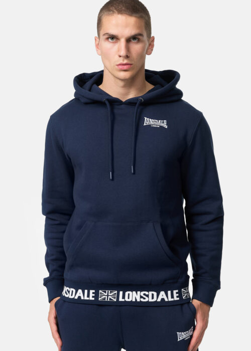 sudadera de hombre con capucha regular fit azul marino/blanco