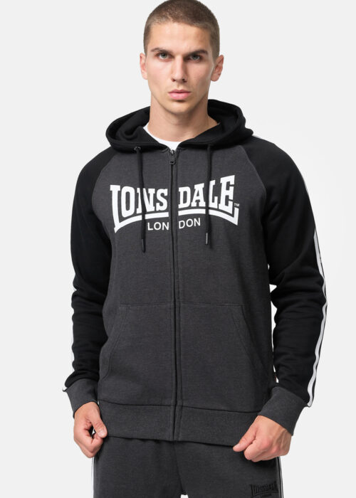 chaqueta de hombre sudadera con capucha con cremallera regular fit marl anthra/negro/blanco