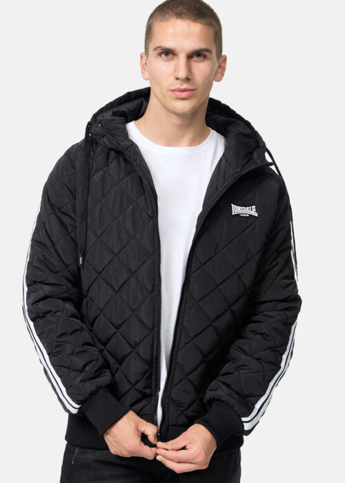 chaqueta de hombre con capucha regular fit negro/blanco
