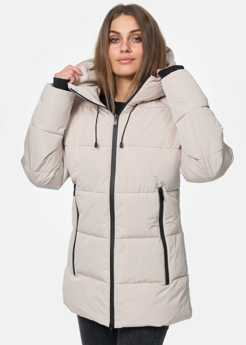 chaqueta de mujer de invierno con capucha sand