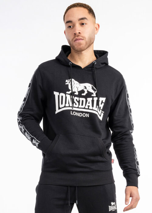 sudadera de hombre con capucha regular fit negro/blanco