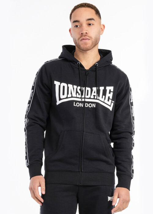 chaqueta de hombre sudadera con capucha con cremallera regular fit negro/blanco