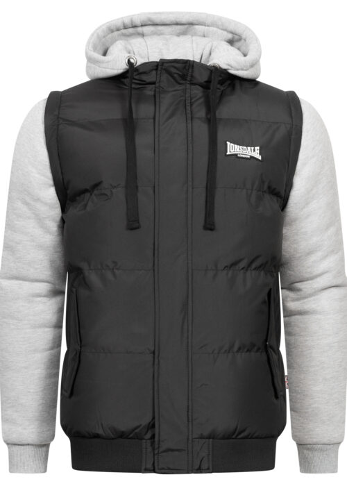 chaqueta de hombre con capucha regular fit negro/marl gris/blanco