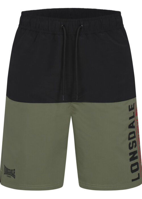 hombre bermudas de playa regular fit olive/negro/rojo