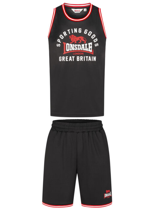 camiseta de hombre de tirantes & pantalones cortos set regular fit negro/rojo/blanco