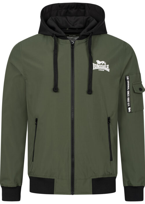 chaqueta de hombre con capucha slim fit olive/negro/blanco