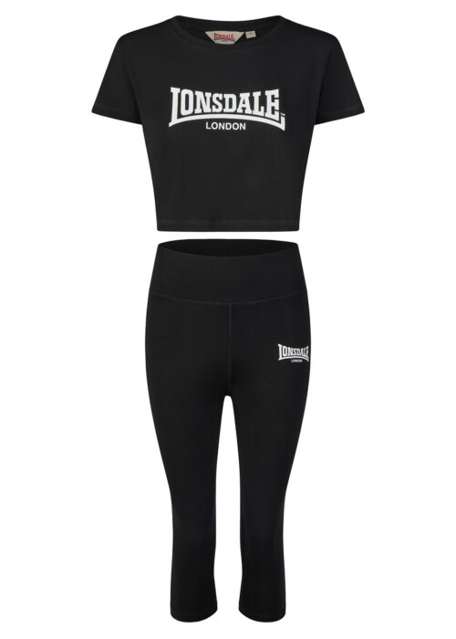 camiseta de mujer & leggings set negro/blanco