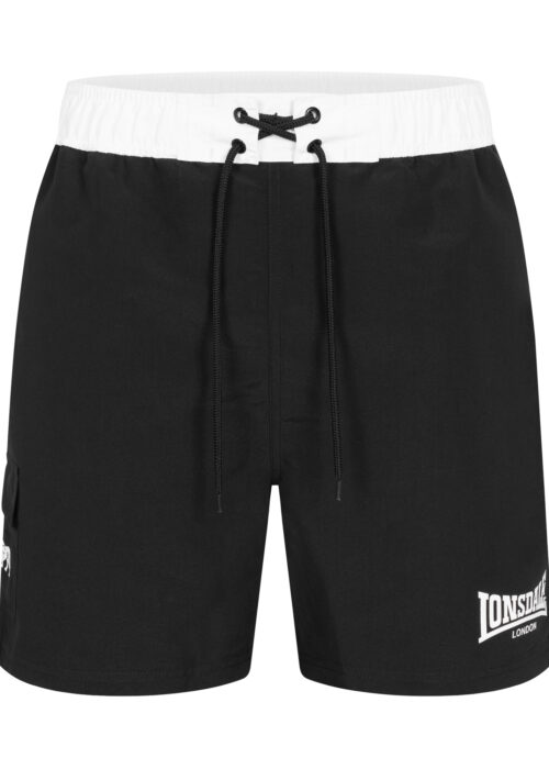 hombre bermudas de playa regular fit negro/blanco