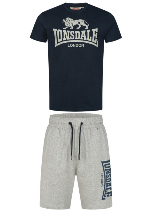 camiseta de hombre & pantalones cortos set regular fit dark azul marino/marl gris