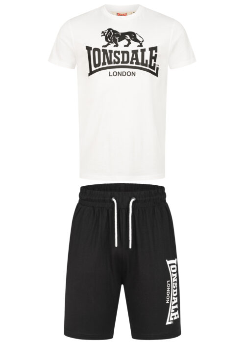 camiseta de hombre & pantalones cortos set regular fit blanco/negro