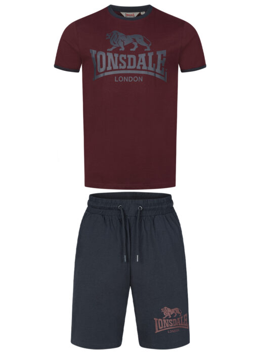 camiseta de hombre & pantalones cortos set regular fit oxblood/dark azul marino
