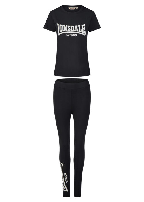 camiseta de mujer & leggings set negro/blanco