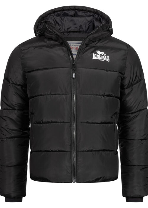 chaqueta de hombre de invierno con capucha regular fit negro/blanco