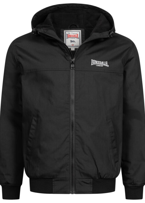 chaqueta de hombre con capucha regular fit negro/blanco