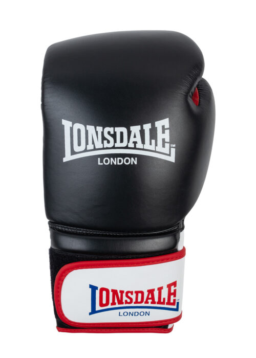 guantes profesionales de boxeo de cuero negro/blanco/rojo