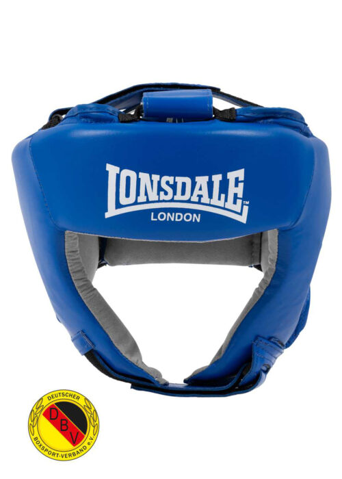 contest kopfschutz de cuero azul