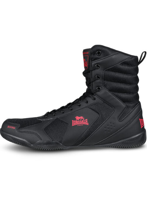 botas profesionales de boxeo negro/rojo