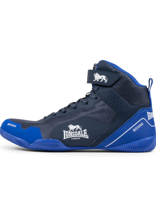 botas profesionales de boxeo azul marino/azul/blanco