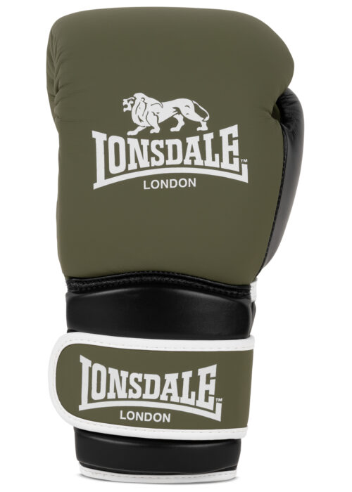 guantes profesionales de boxeo de cuero olive/negro/blanco