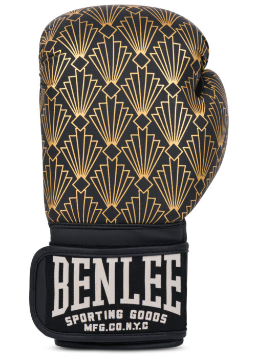 guantes profesionales de boxeo de polipiel negro/gold